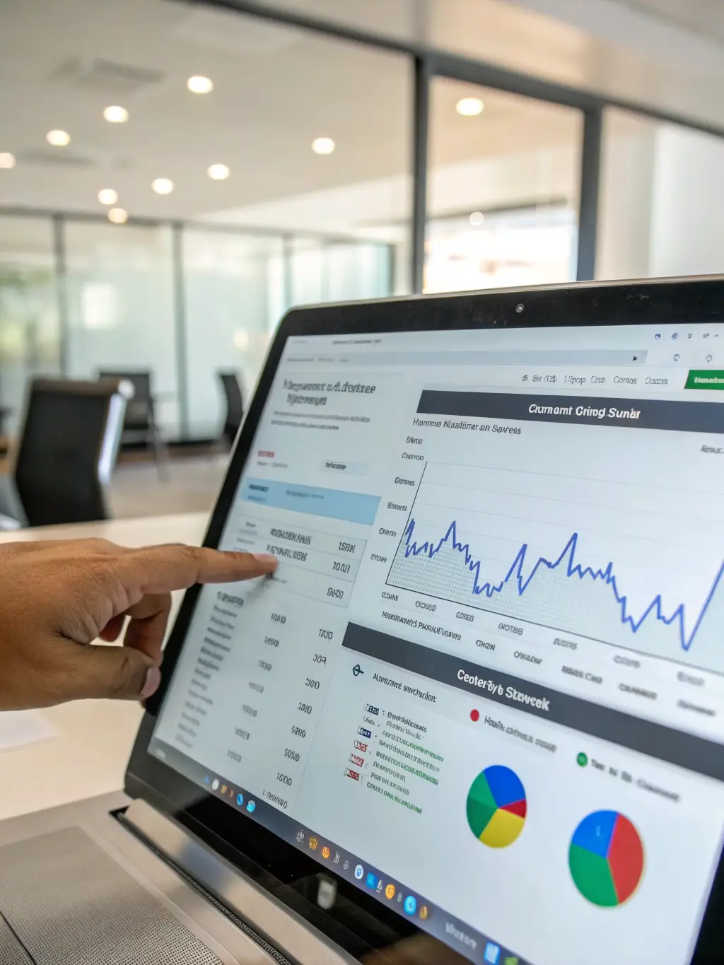 A professional photograph of a computer screen displaying SEO analytics dashboards, showcasing keyword rankings and website traffic data, in the context of Scottsdale Digital Marketing's SEO services.