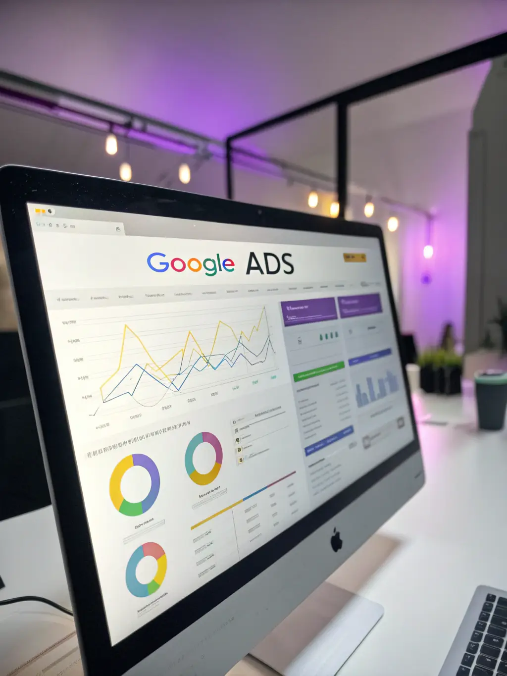 A visually engaging image of Google Ads interface, highlighting campaign settings and performance metrics, representing Scottsdale Digital Marketing's PPC advertising services.